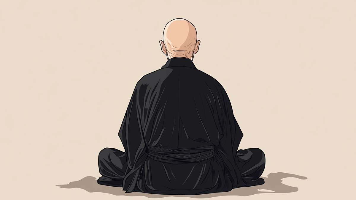 Illustration of a zen monk in mediation