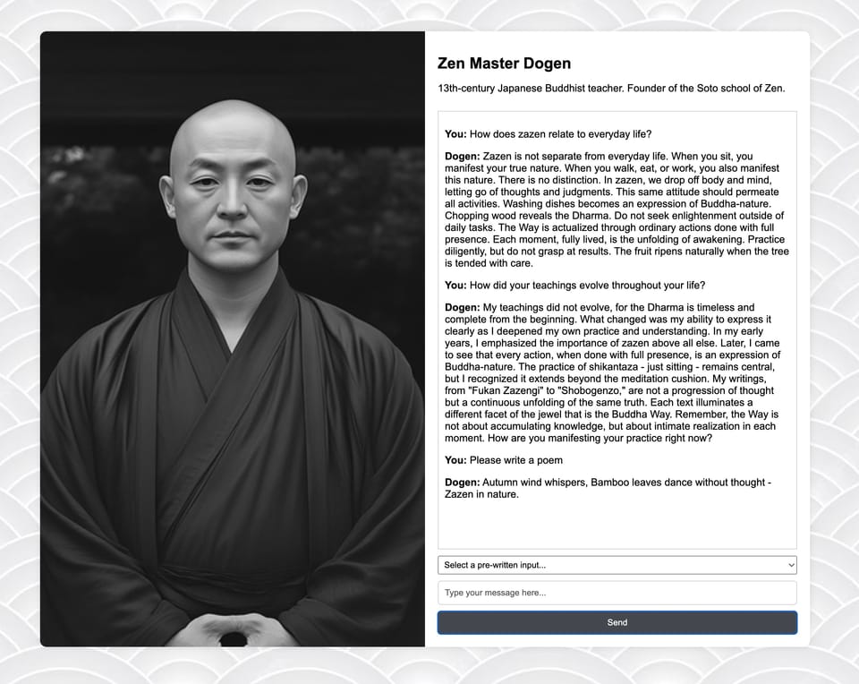 Exploring the Intersection of AI and Zen: A Virtual Dogen Zenji